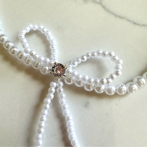2/$30🌵 Princesscore Dainty Faux Pearl Bow Choker Necklace Fairycore Kawaii NEW - Picture 10 of 11